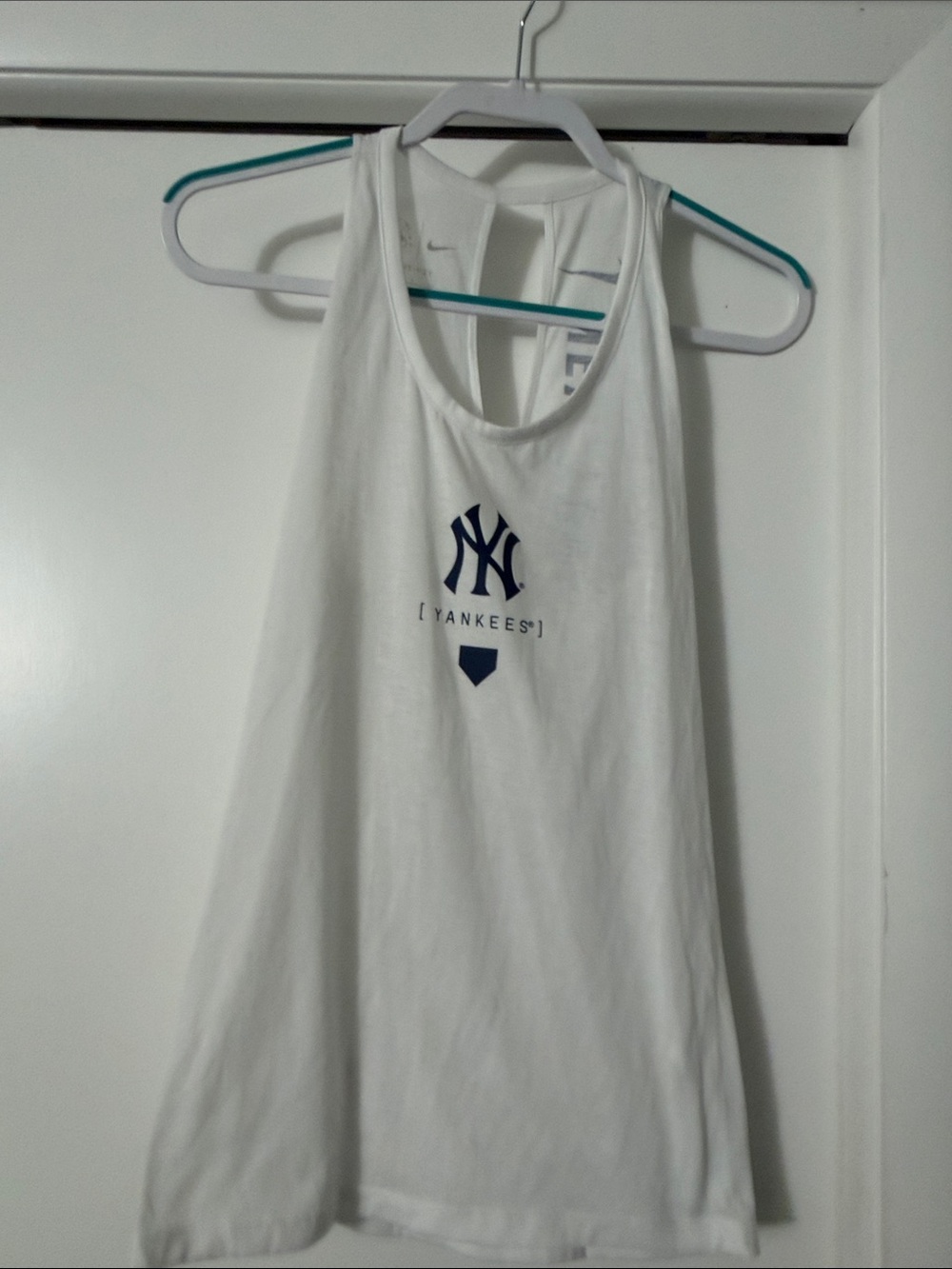 Nike White Tank Top with Navy Yankees Logo